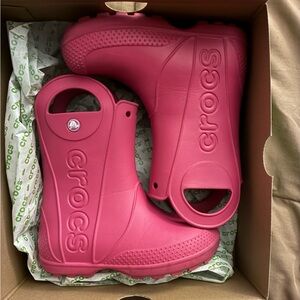 CROCS Pink Rain & Snow Boots with Pull-On Handles